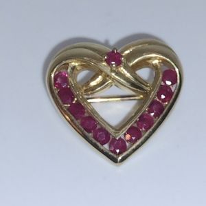 Genuine Ruby lapel pin gold over 925